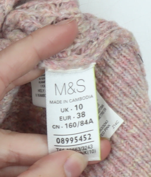 Marks and Spencer Women’s Pink Chunky-Knit Pullover Jumper Size 10