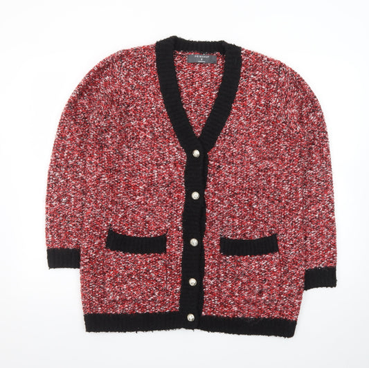 Primark Womens Multicoloured Chunky Knit V-Neck Button Cardigan Size S