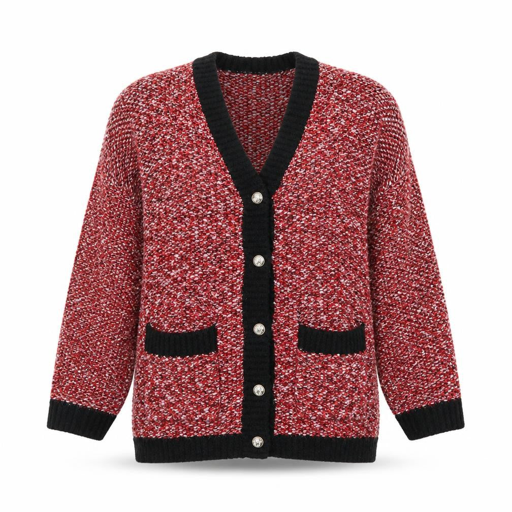 Primark Womens Multicoloured Chunky Knit V-Neck Button Cardigan Size S