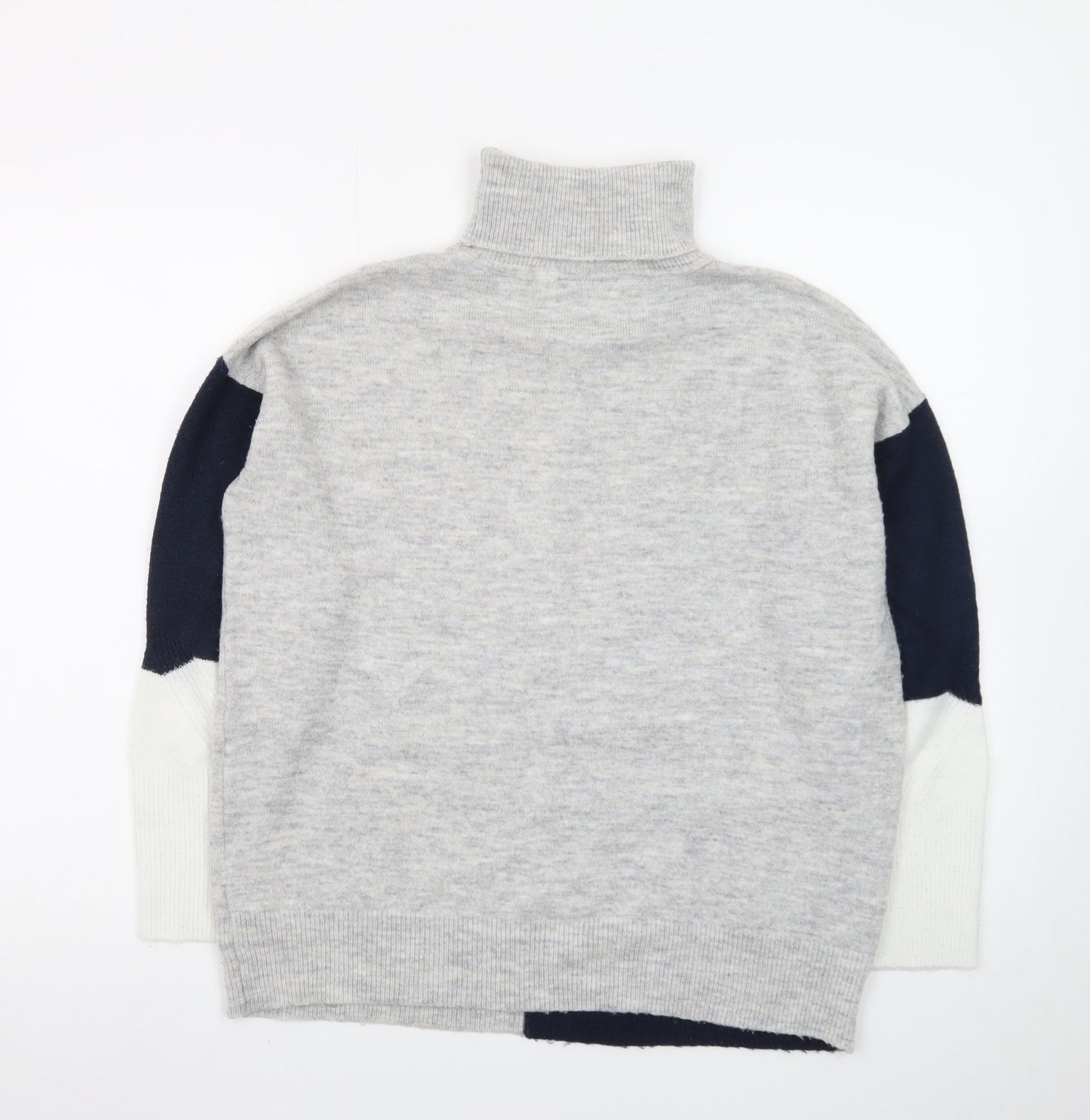 Wallis Women’s Grey Colour Block Roll Neck Petite Jumper Size S
