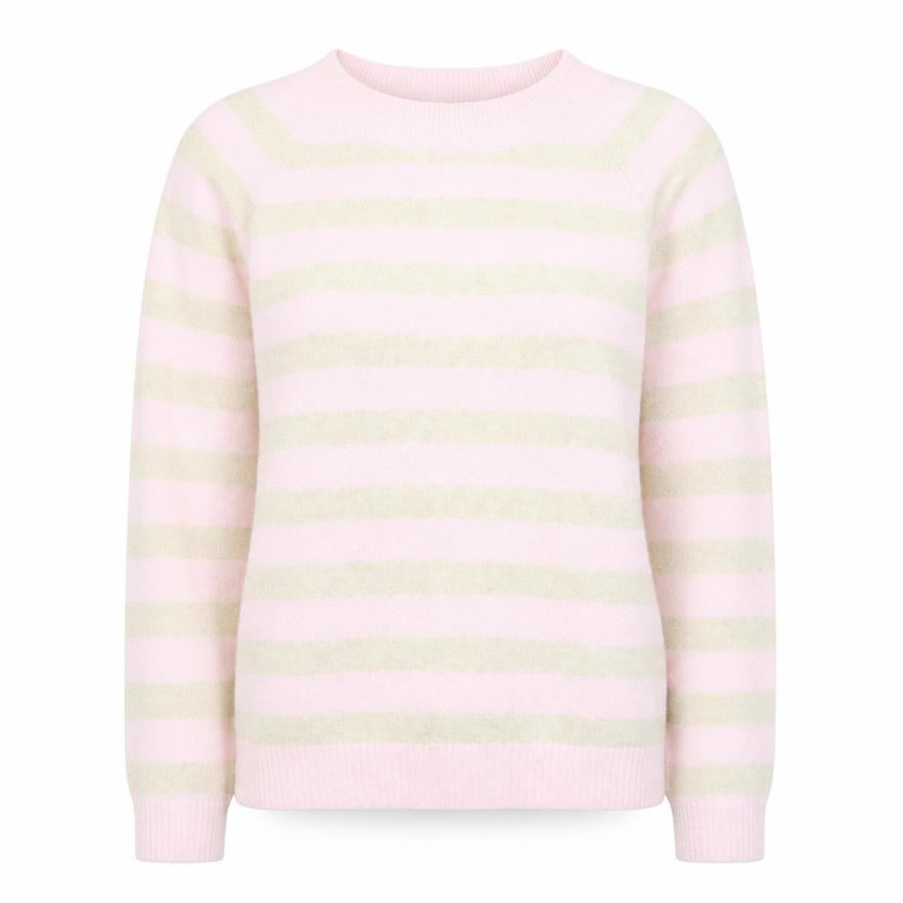Vero Moda Women's Pink Striped Crew Neck Wool Jumper M