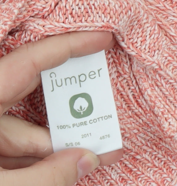 Jumper Women Pink Cable-Knit Crew Neck Cotton Pullover L