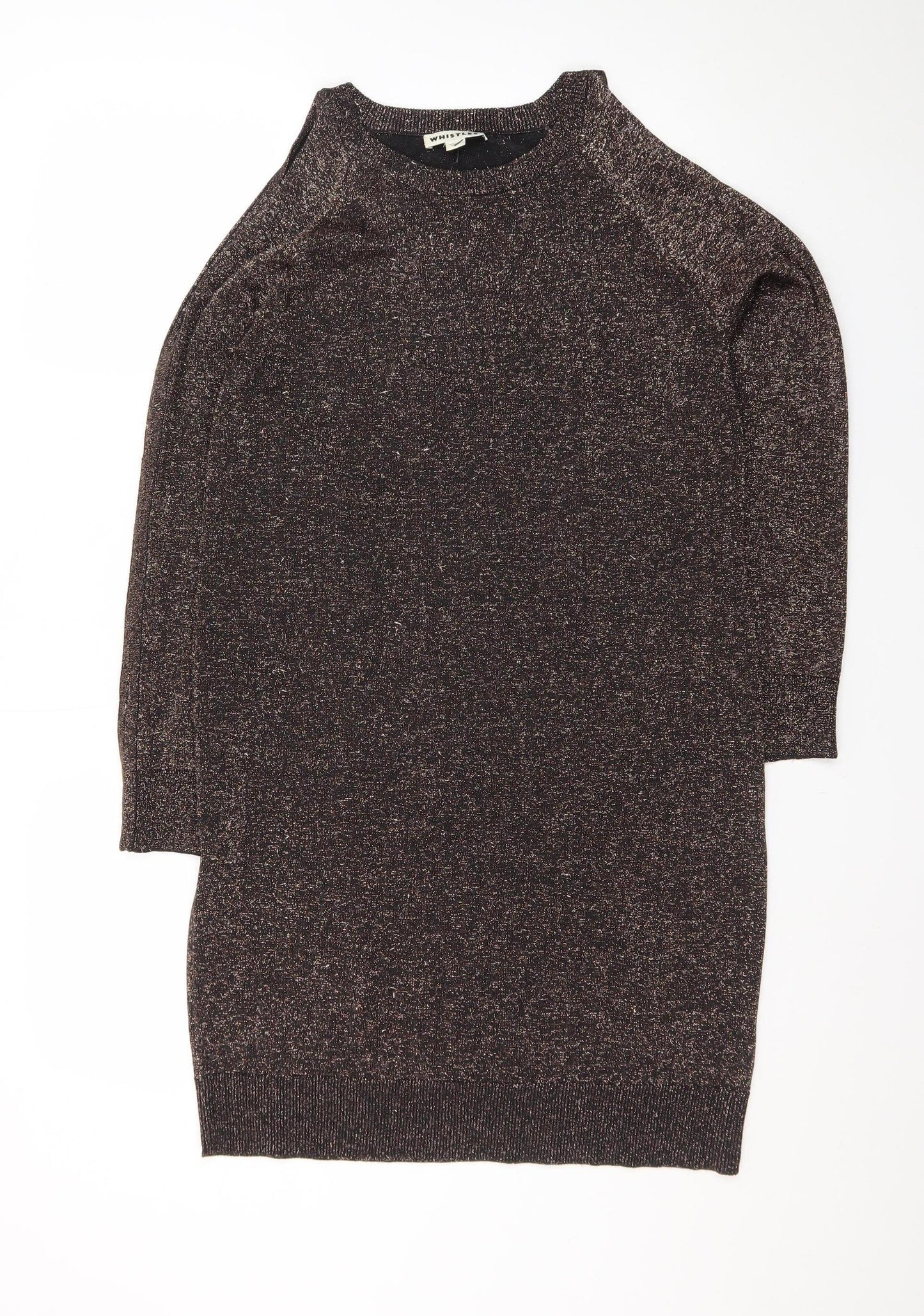 Whistles Womens Brown Metallic Knit Bodycon Dress Size 10