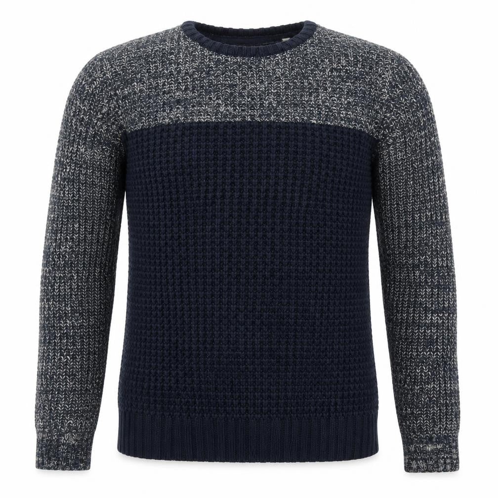 Brave Soul Mens Blue Waffle-Knit Crew Neck Jumper Size L