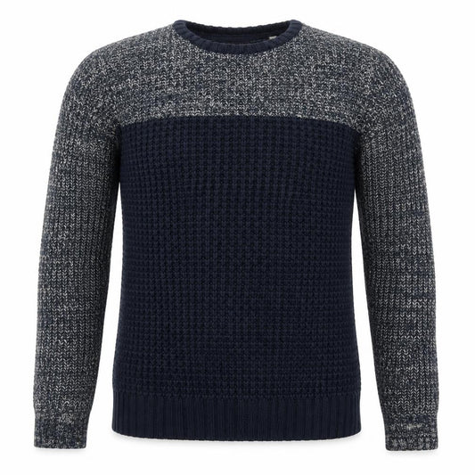 Brave Soul Mens Blue Waffle-Knit Crew Neck Jumper Size L