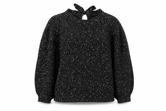 Tu Women Black Metallic Knit Bow Back Jumper Size 20