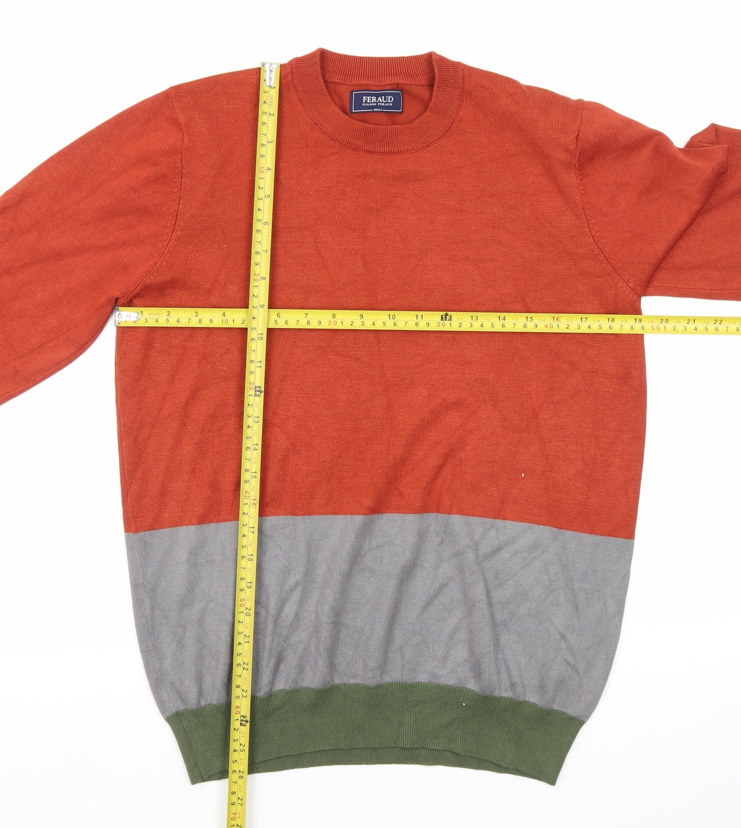 Gianni Feraud Men's Multicoloured Crew Neck Knit Jumper Medium
