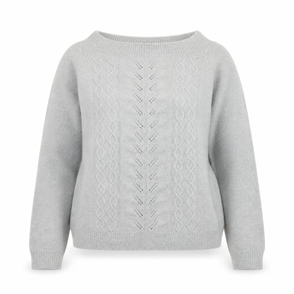 Oasis Women Grey XS Cable-Knit Wool Blend Pullover Jumper