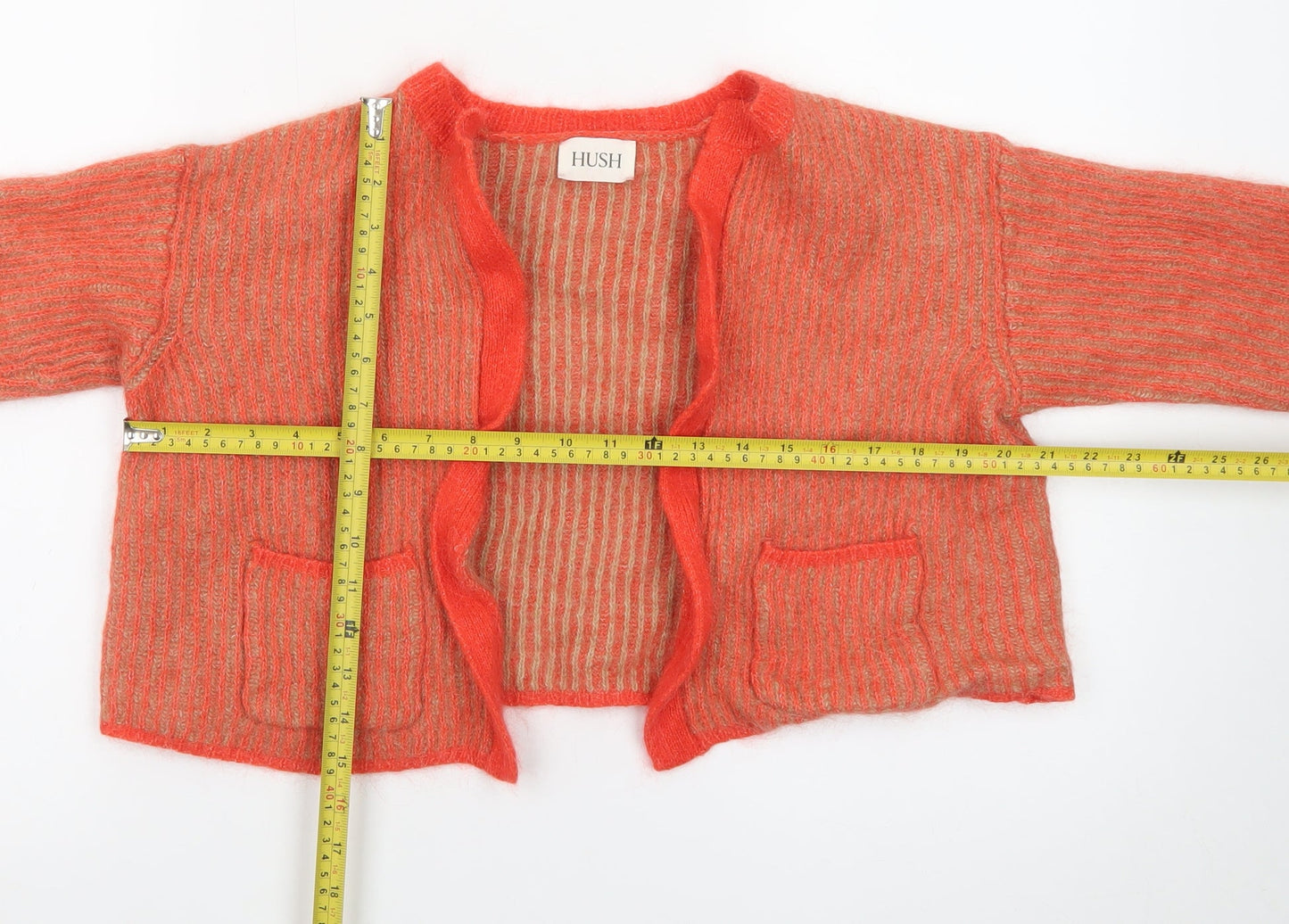 Hush Women's Orange Chunky Knit Alpaca Wool Cardigan M