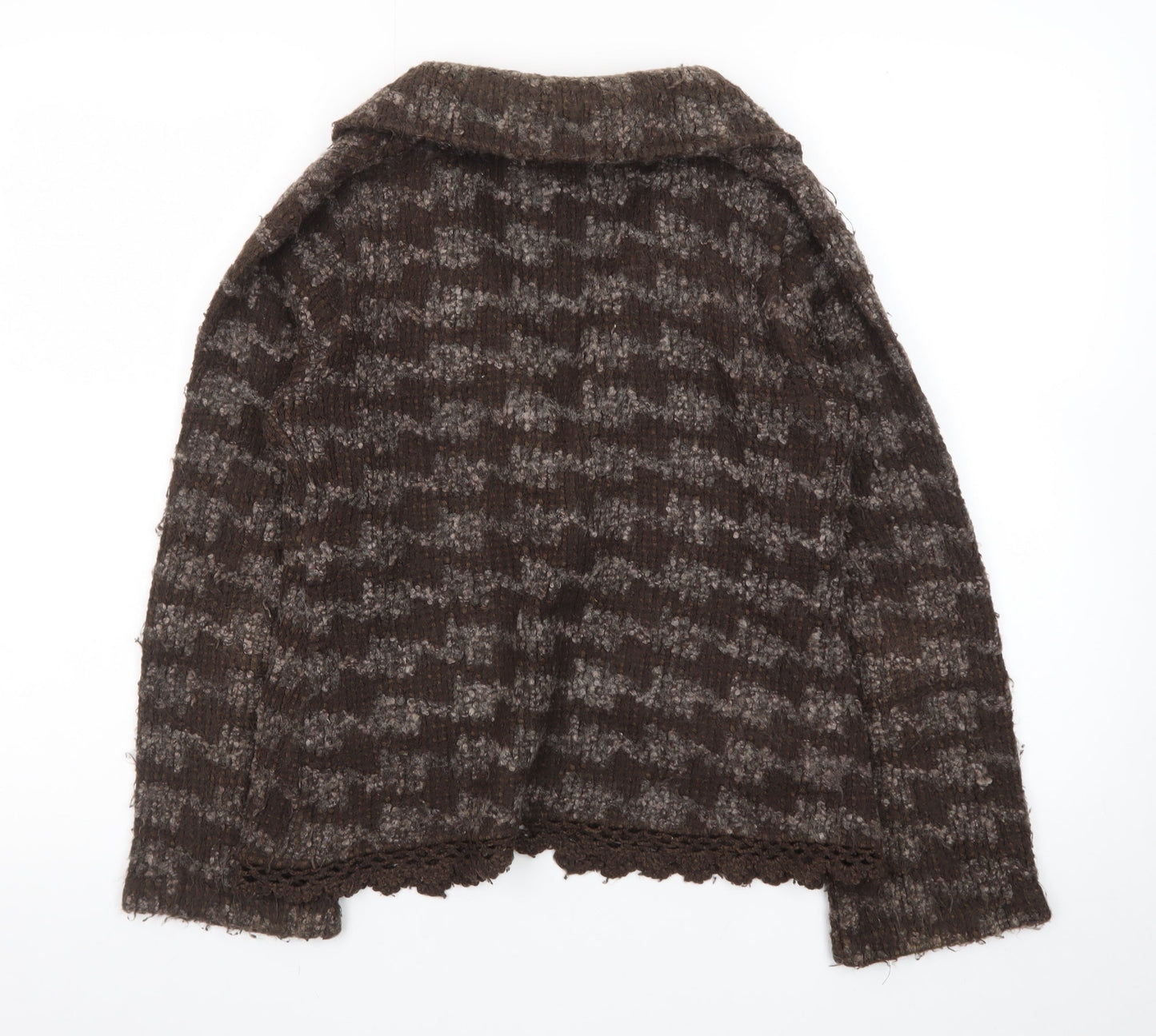 Monsoon Women's Brown Wool Blend Collared Cardigan Size 10