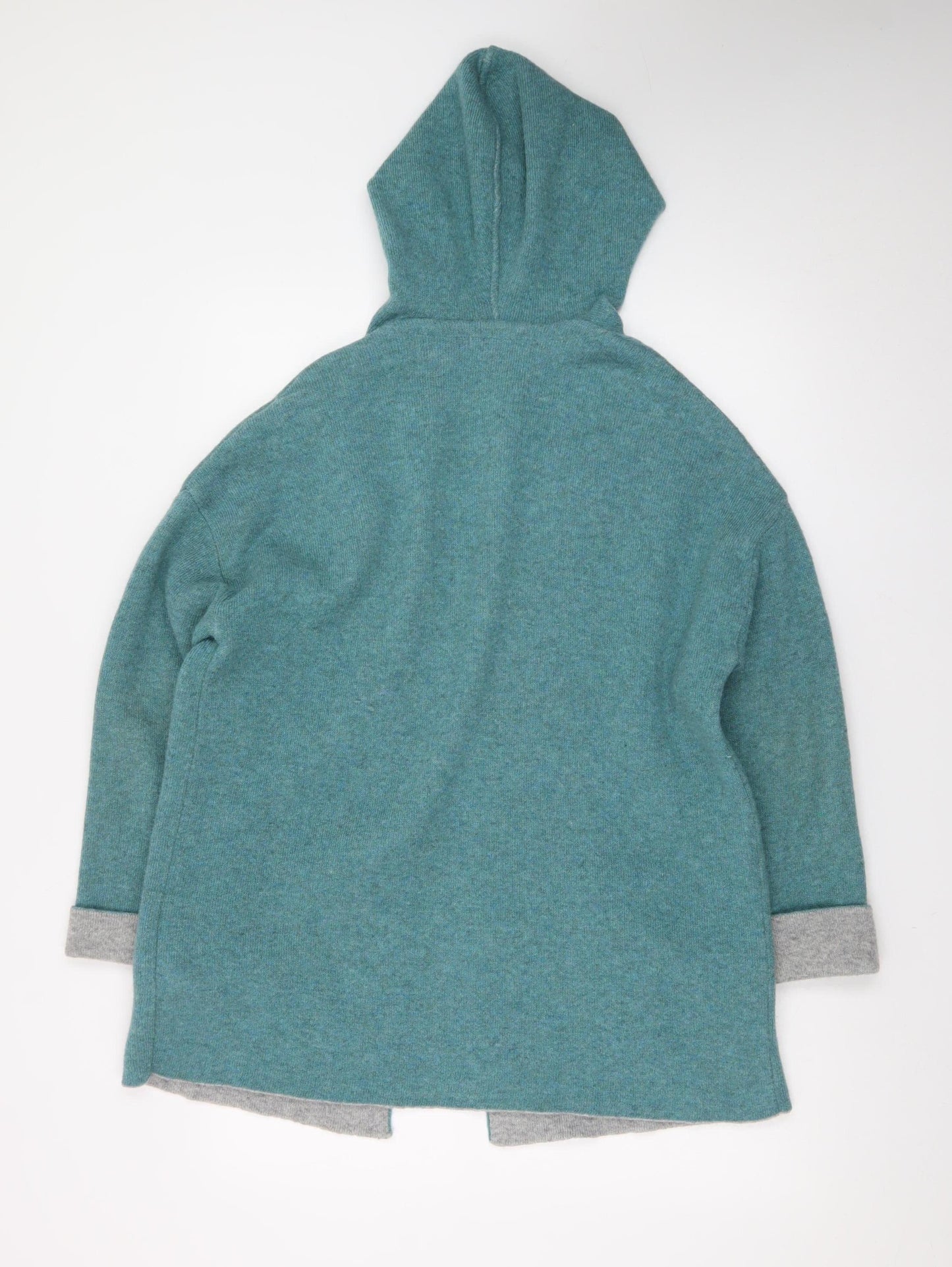 Chiaramente Women's Green Wool Blend Hooded Open Cardigan M