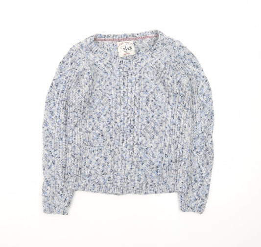 Mantaray Women Blue Cable-Knit Jumper Size 10 Cosy Winter Style