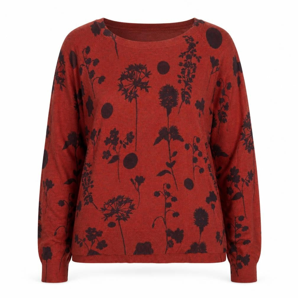 Marks & Spencer Womens Brown Floral Crew Neck Jumper Size 14