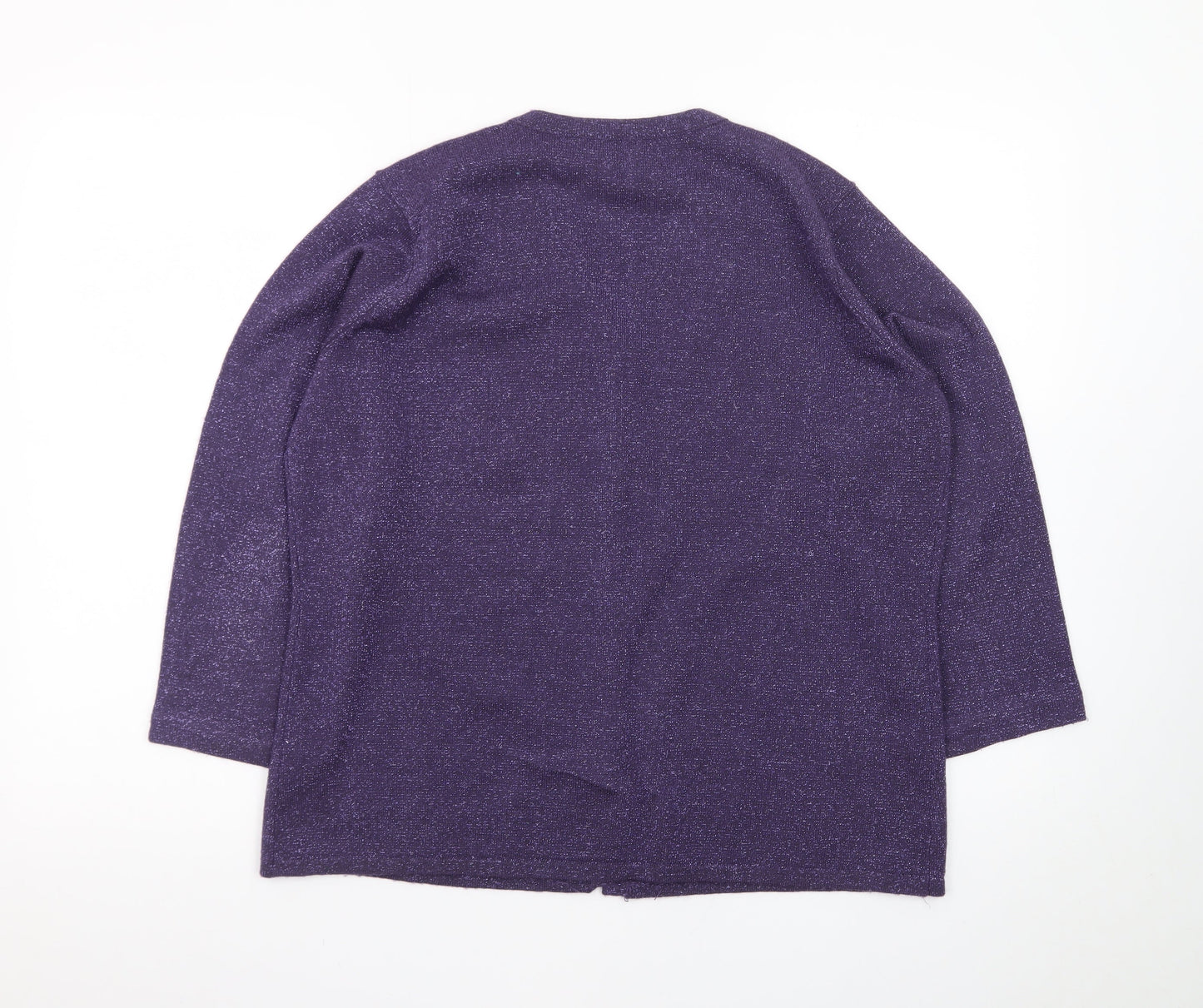 Bm Womens Purple Beaded V-Neck Cardigan Size M Acrylic Knit