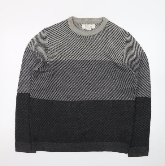 F&F Men’s Grey Cotton Blend Crew Neck Pullover Jumper Size L