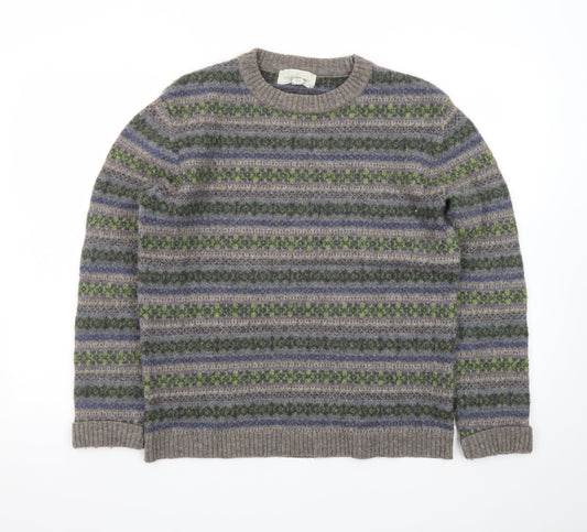 Seasalt Cornwall Men's Grey Fair Isle Wool Jumper M