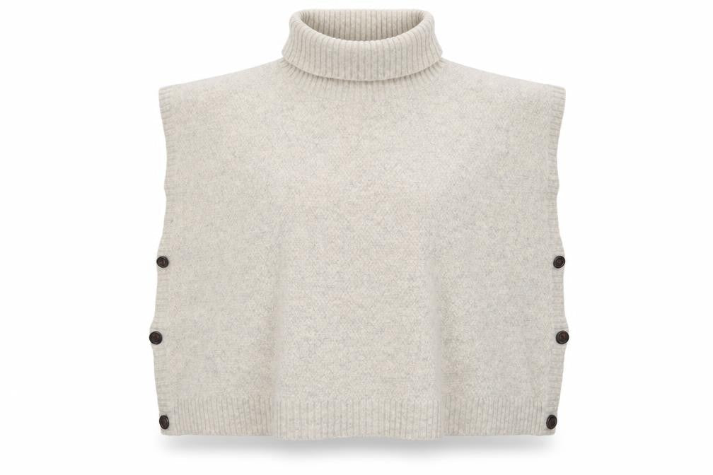 Seasalt Cornwall Women Beige Roll Neck Wool Cape Jumper One Size