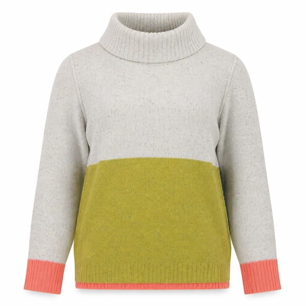 White Stuff Women’s Multicoloured Roll Neck Wool Blend Jumper Size 10