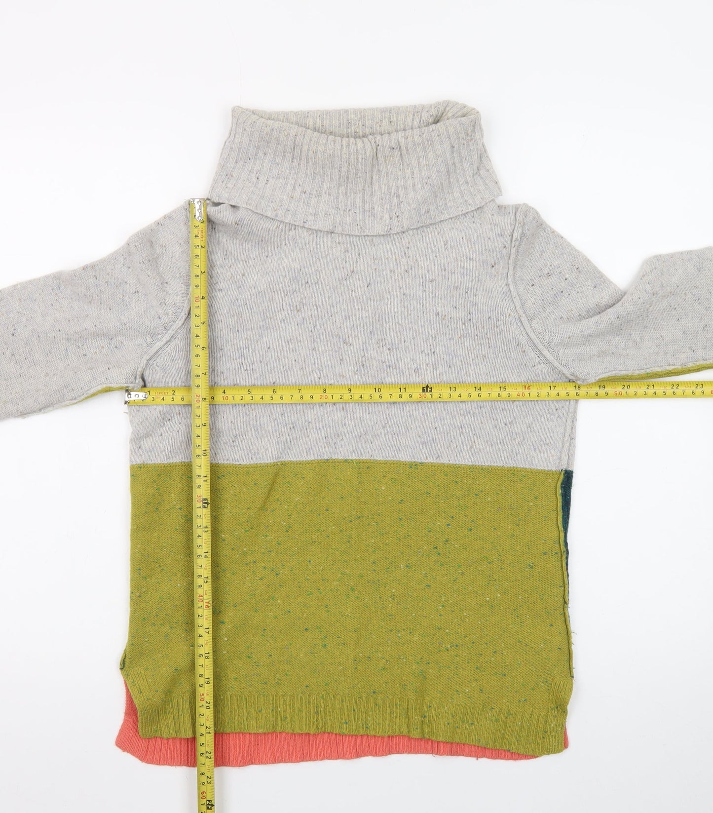 White Stuff Women’s Multicoloured Roll Neck Wool Blend Jumper Size 10