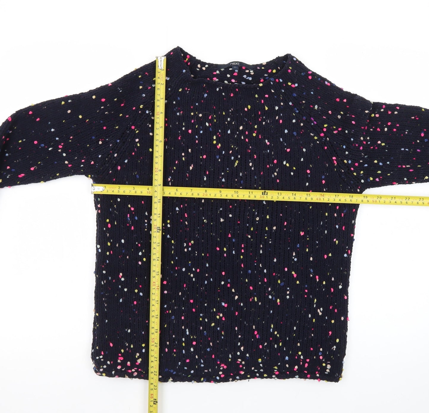 Next Womens Navy Multicoloured Knit Jumper XS Long Sleeve