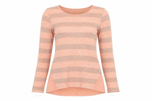 Oasis Women’s Pink Striped Glitter Knit Pullover Jumper XS