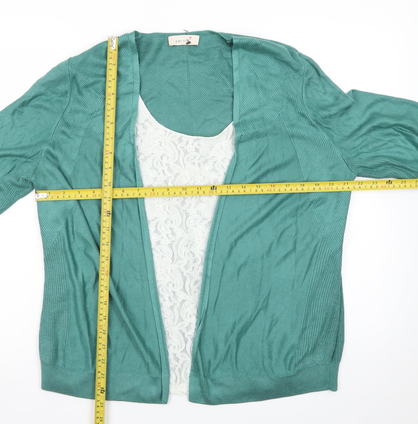 Marks and Spencer Women's Green Open Knit 3/4 Sleeve Cardigan Size 18