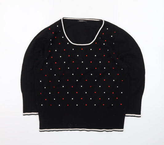 Roman Women’s Black Polka Dot Beaded Pullover Jumper Size 16