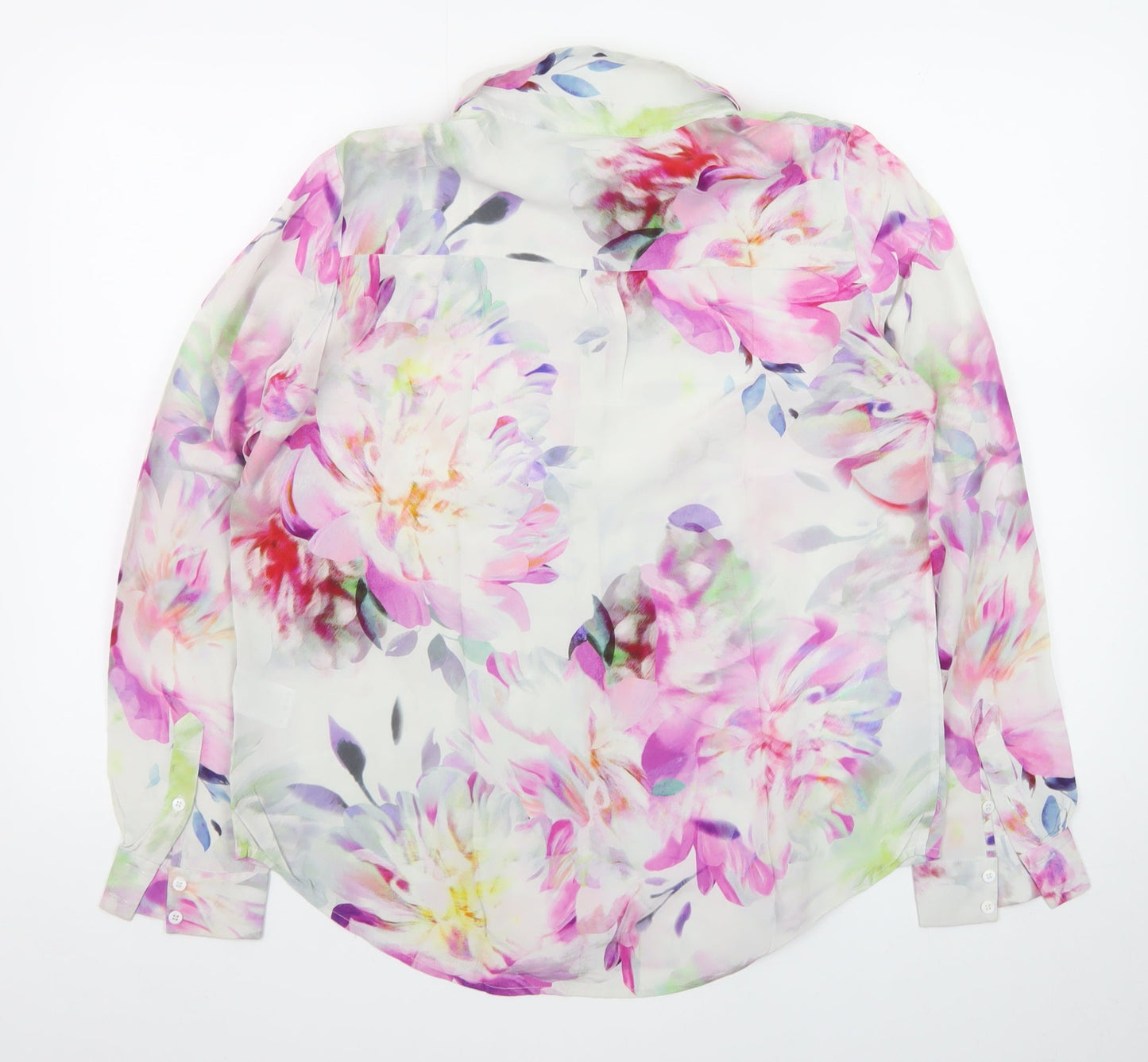 Pure Collection Women's Multicoloured Floral Silk Blouse UK 12