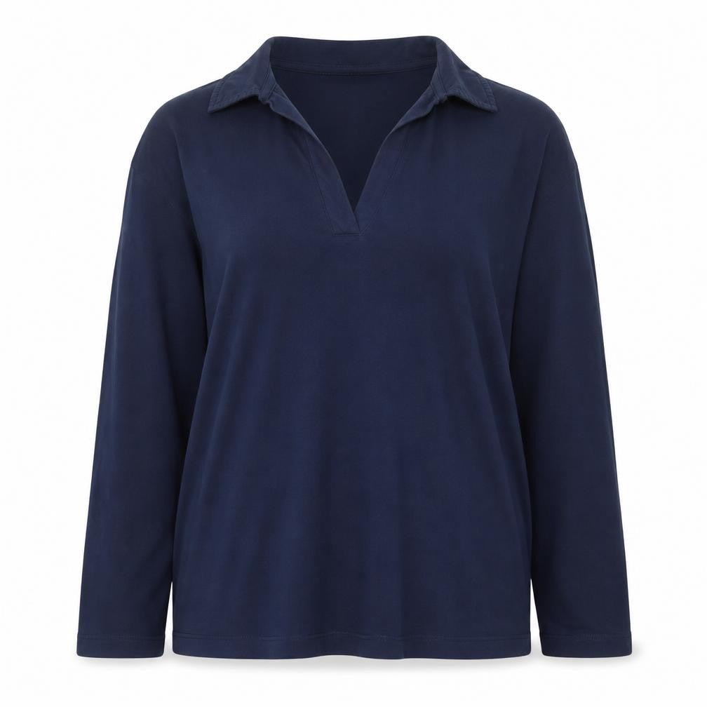 ASOS Women’s Blue Cotton Henley Collared Long Sleeve Jumper Size S