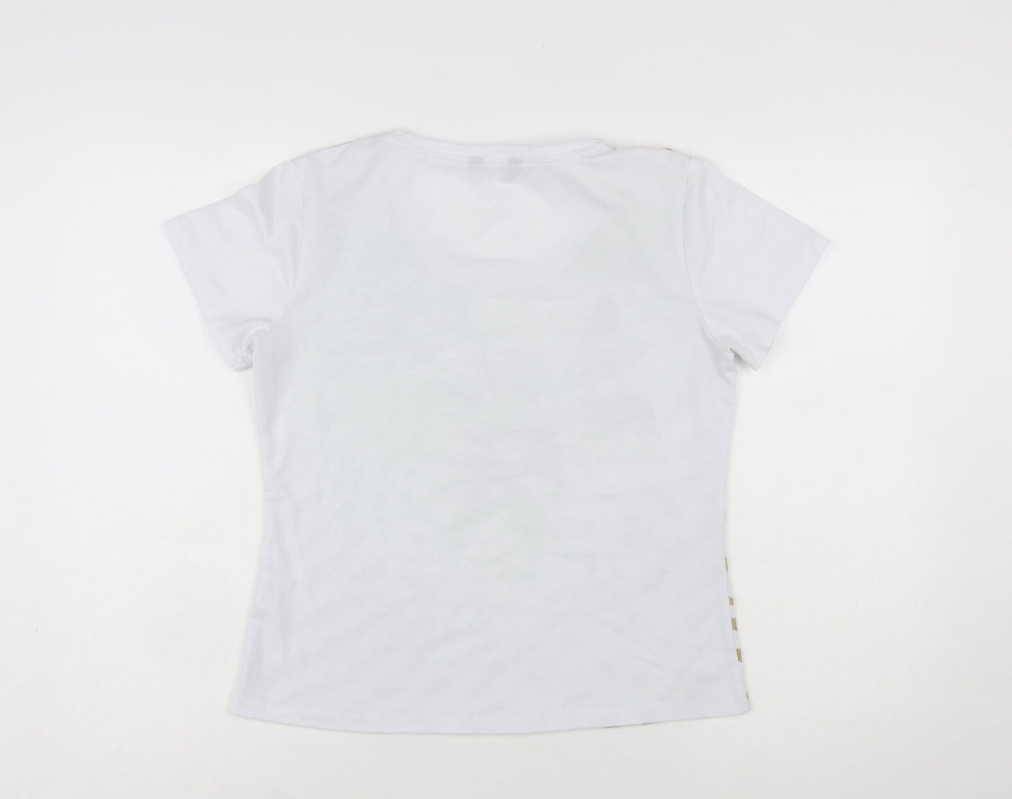 Alexara Womens White Tropical Floral Summer T-Shirt Size 14