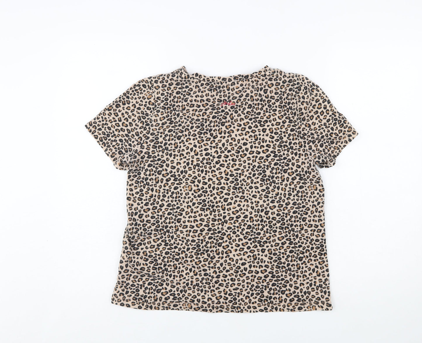 Joules Women's Beige Leopard Print Cotton T-Shirt UK 10