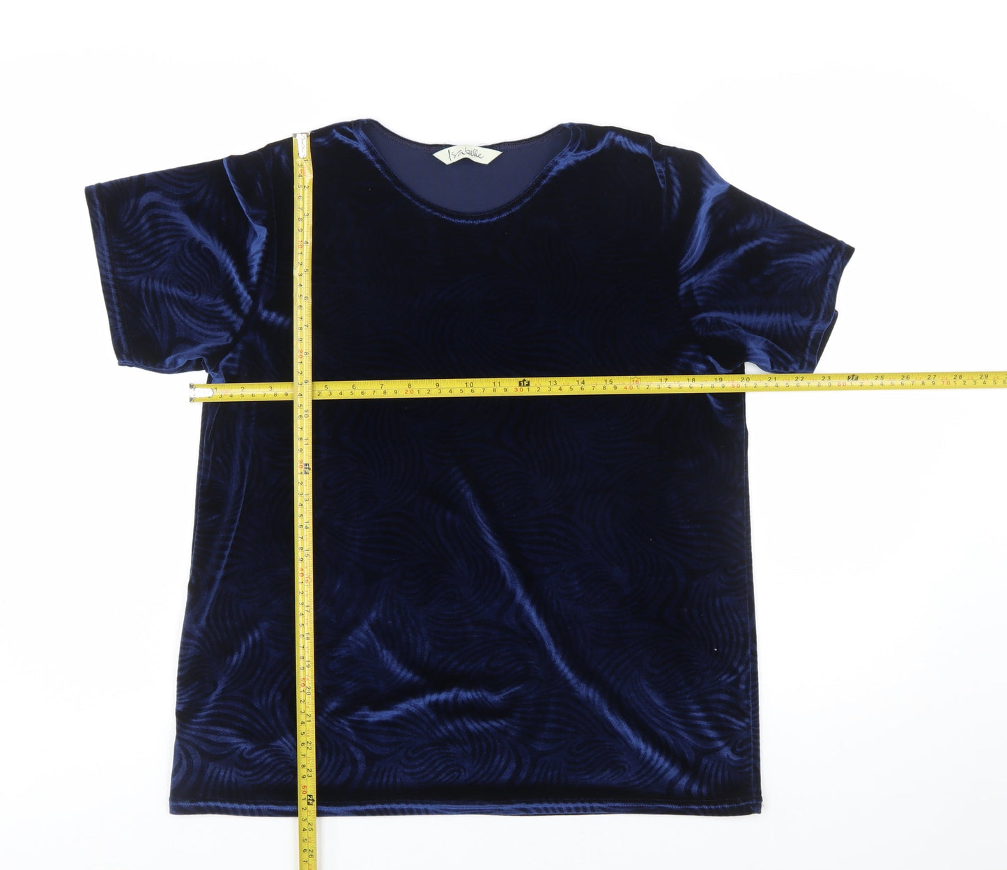 Isabelle Women’s Blue Velvet Short Sleeve Basic T-Shirt Size 10