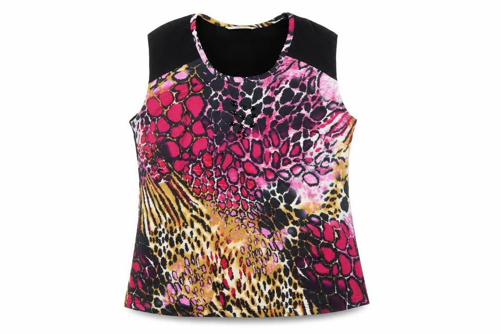 Via Veneto Women's Multicoloured Animal Print Sleeveless Tank Top Size 18
