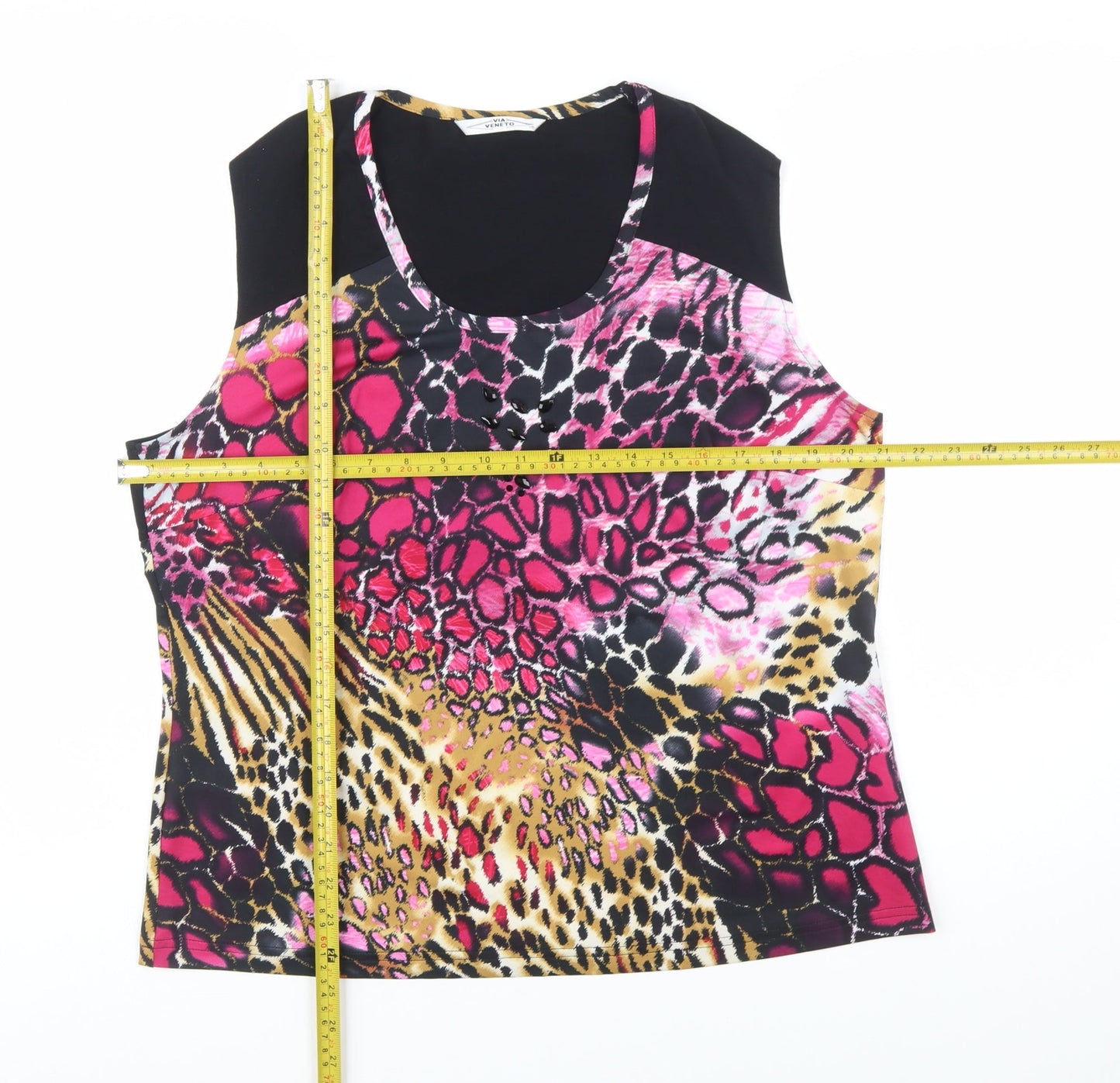 Via Veneto Women's Multicoloured Animal Print Sleeveless Tank Top Size 18