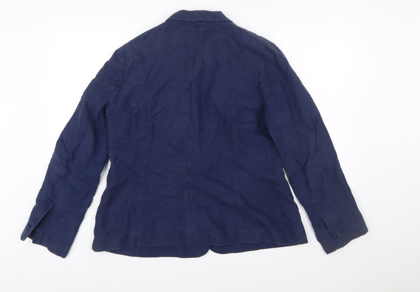 John Lewis Capsule Collection Navy Linen Single-Breasted Blazer Size 14
