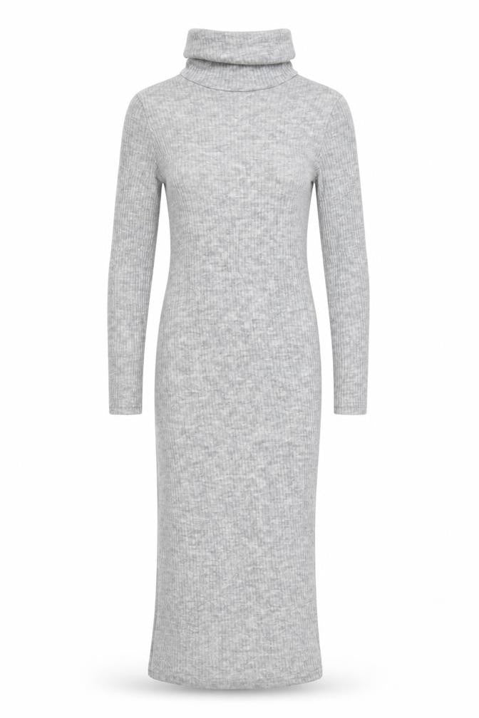 Glamorous Petite Grey Knit Bodycon Midi Roll Neck Dress Size 6