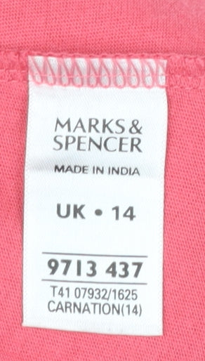 Marks and Spencer Women Pink Cotton Tunic Blouse UK 14
