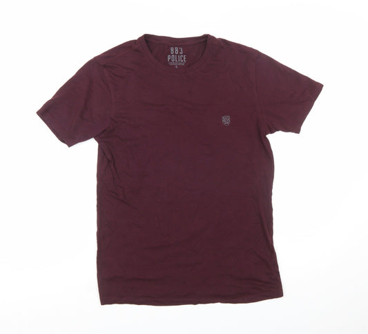 883 Police Men's Brown Slim Fit Cotton T-Shirt Size S
