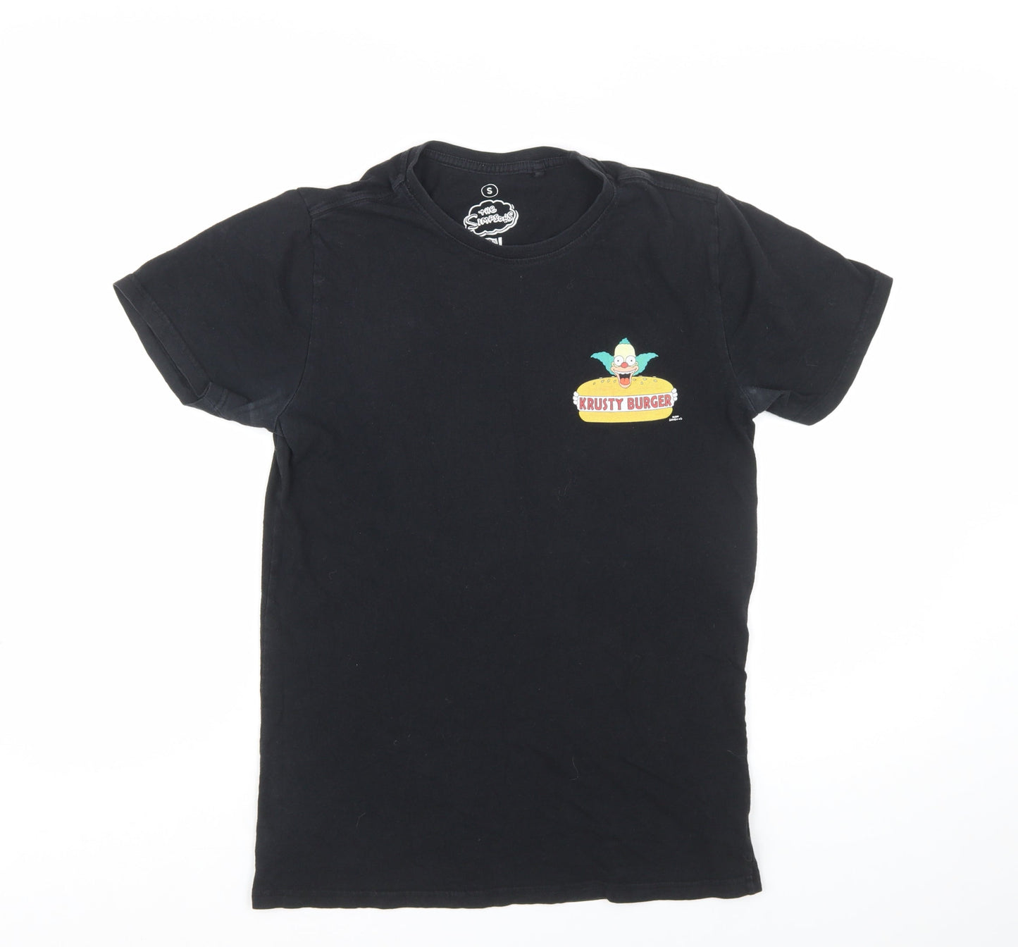 The Simpsons Men's Black Krusty Burger Graphic T-Shirt Size S