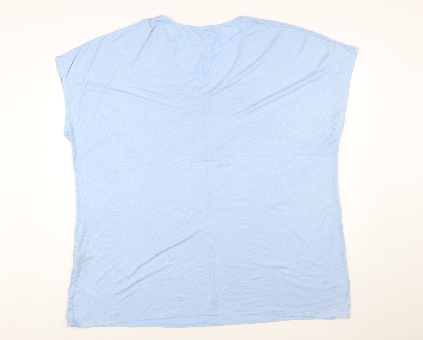 Capsule Women Blue Viscose Stretch Basic V-Neck T-Shirt Size 20