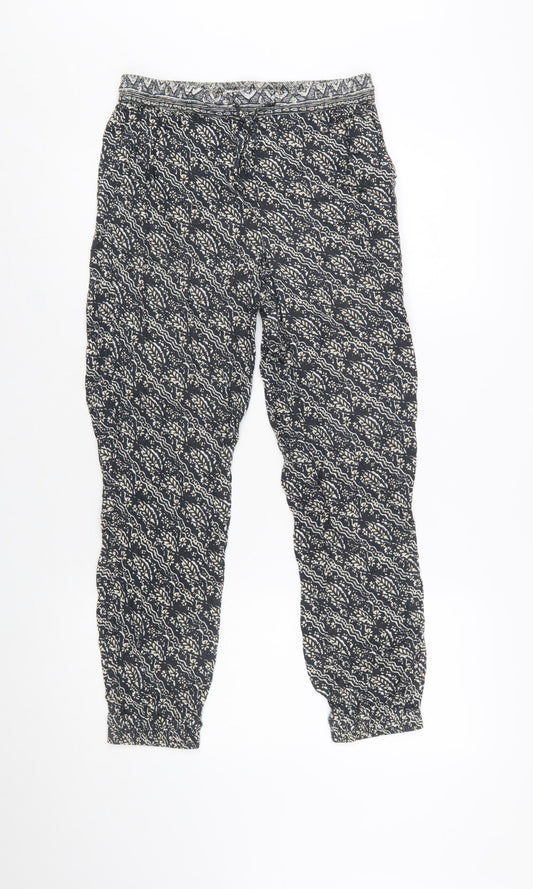 FatFace Women's Black Geometric Print Harem Trousers Size 10