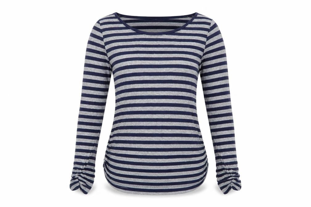 Mint Velvet Women’s Blue Grey Striped Long Sleeve Stretch Jersey Top Size 8