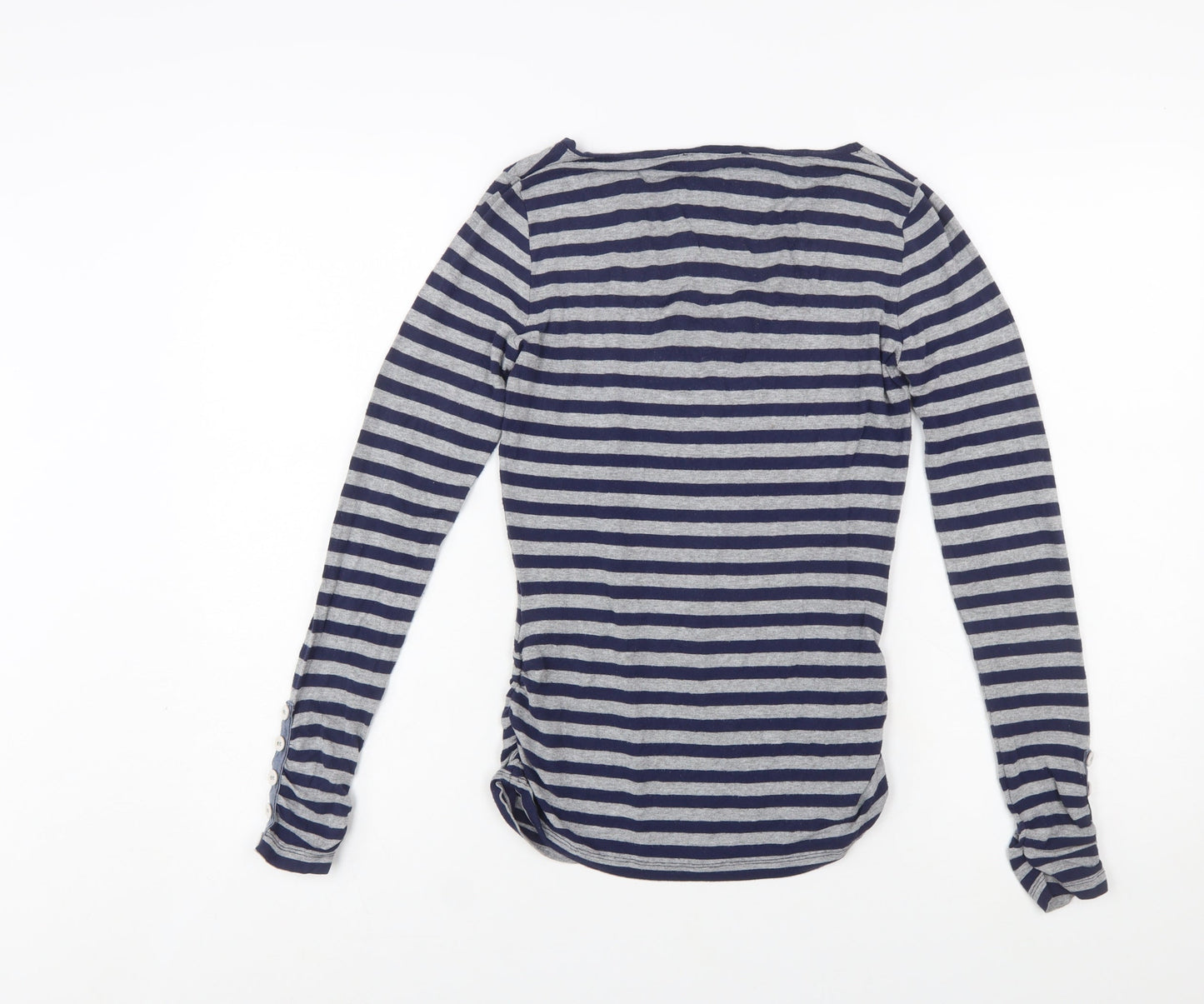 Mint Velvet Women’s Blue Grey Striped Long Sleeve Stretch Jersey Top Size 8