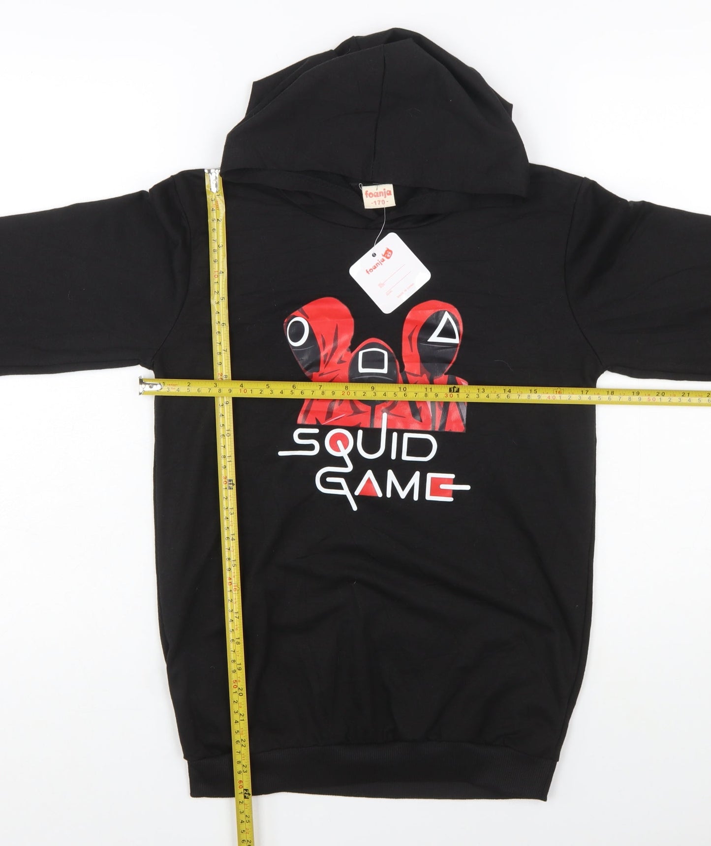 Foanja Boys Black Squid Game Pullover Hoodie 16 Years Graphic Print Cotton Blend
