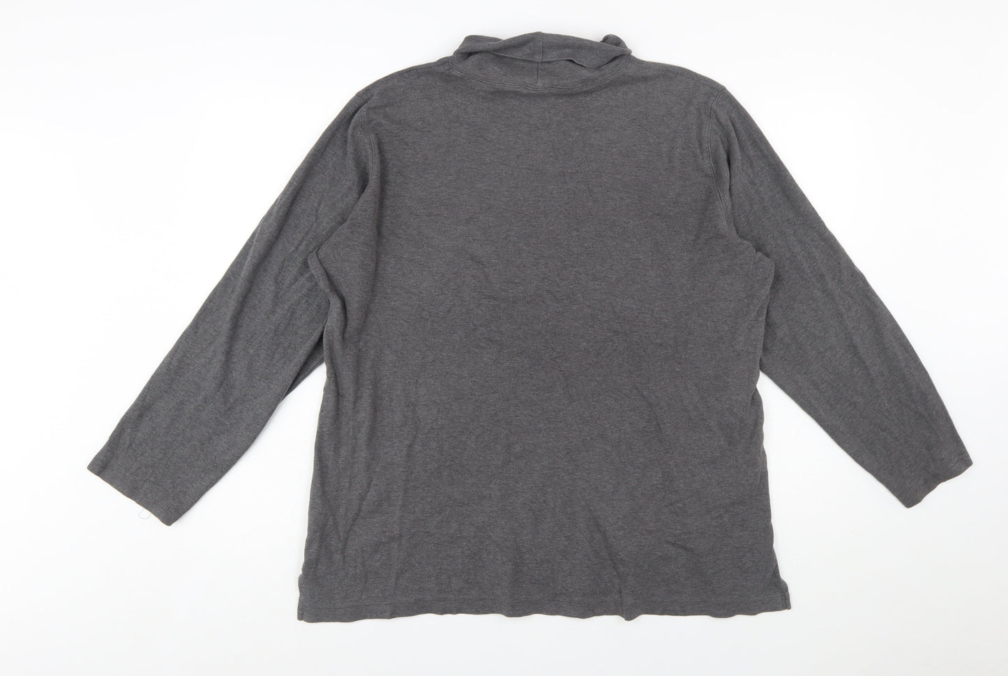 Lands' End Women's Grey Roll Neck Long Sleeve Cotton Top XL