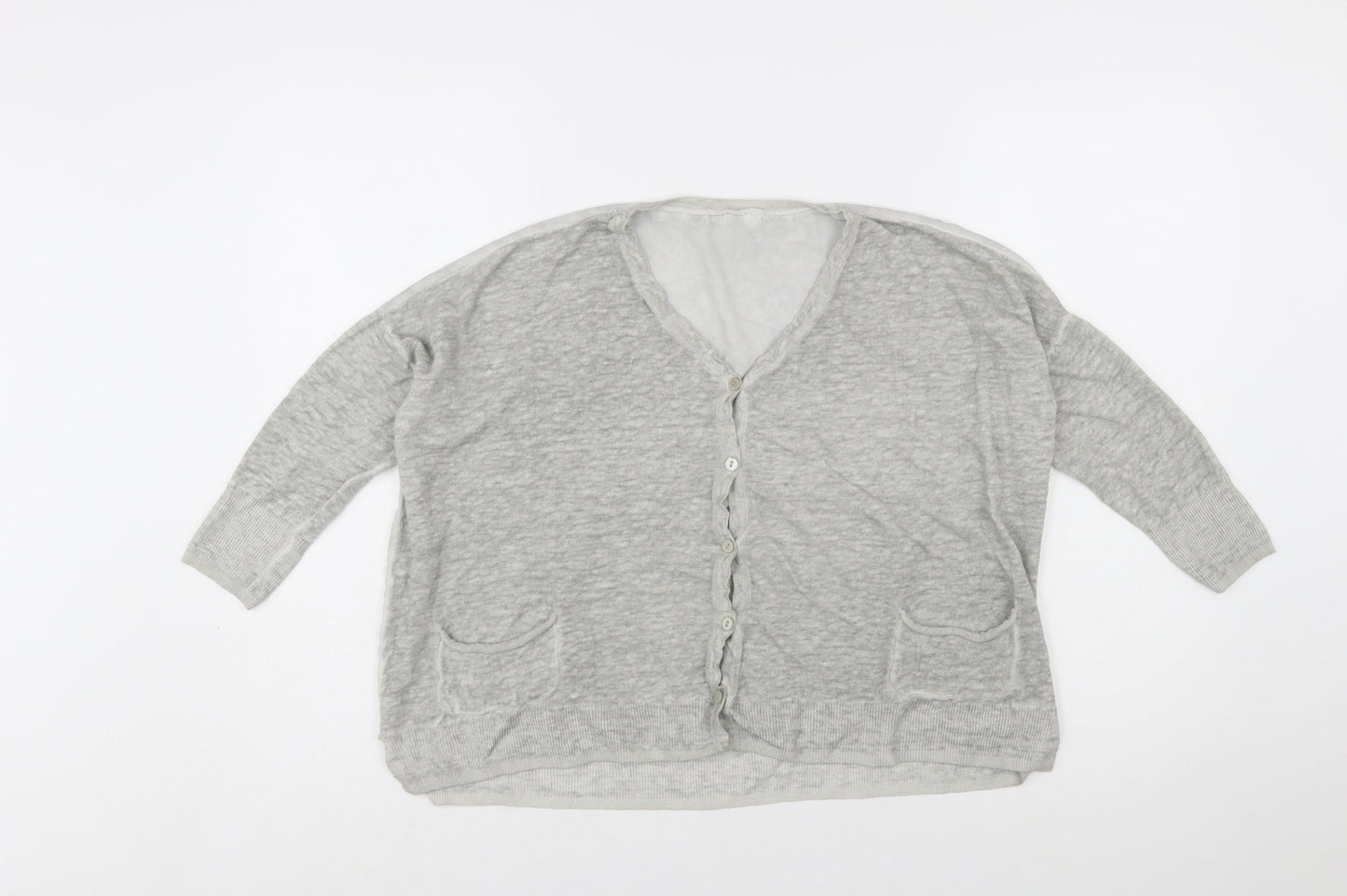 Mint Velvet Women’s Grey Linen V-Neck Button Cardigan Size 10