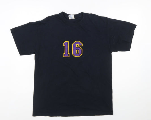 Gildan Unisex Black Sports Number 16 Cotton T-Shirt Size M
