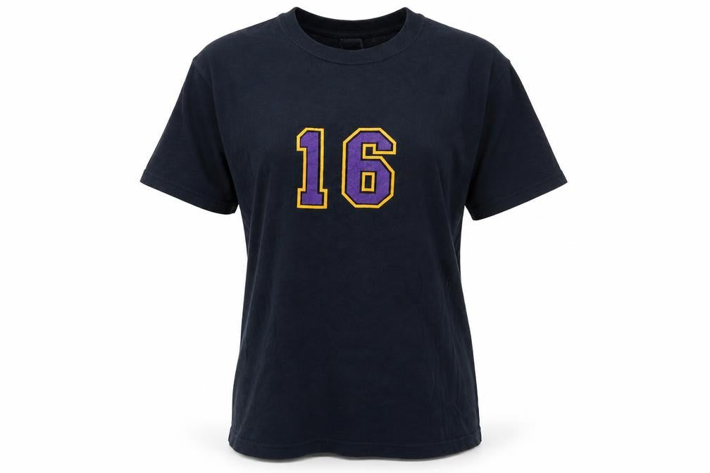 Gildan Unisex Black Sports Number 16 Cotton T-Shirt Size M