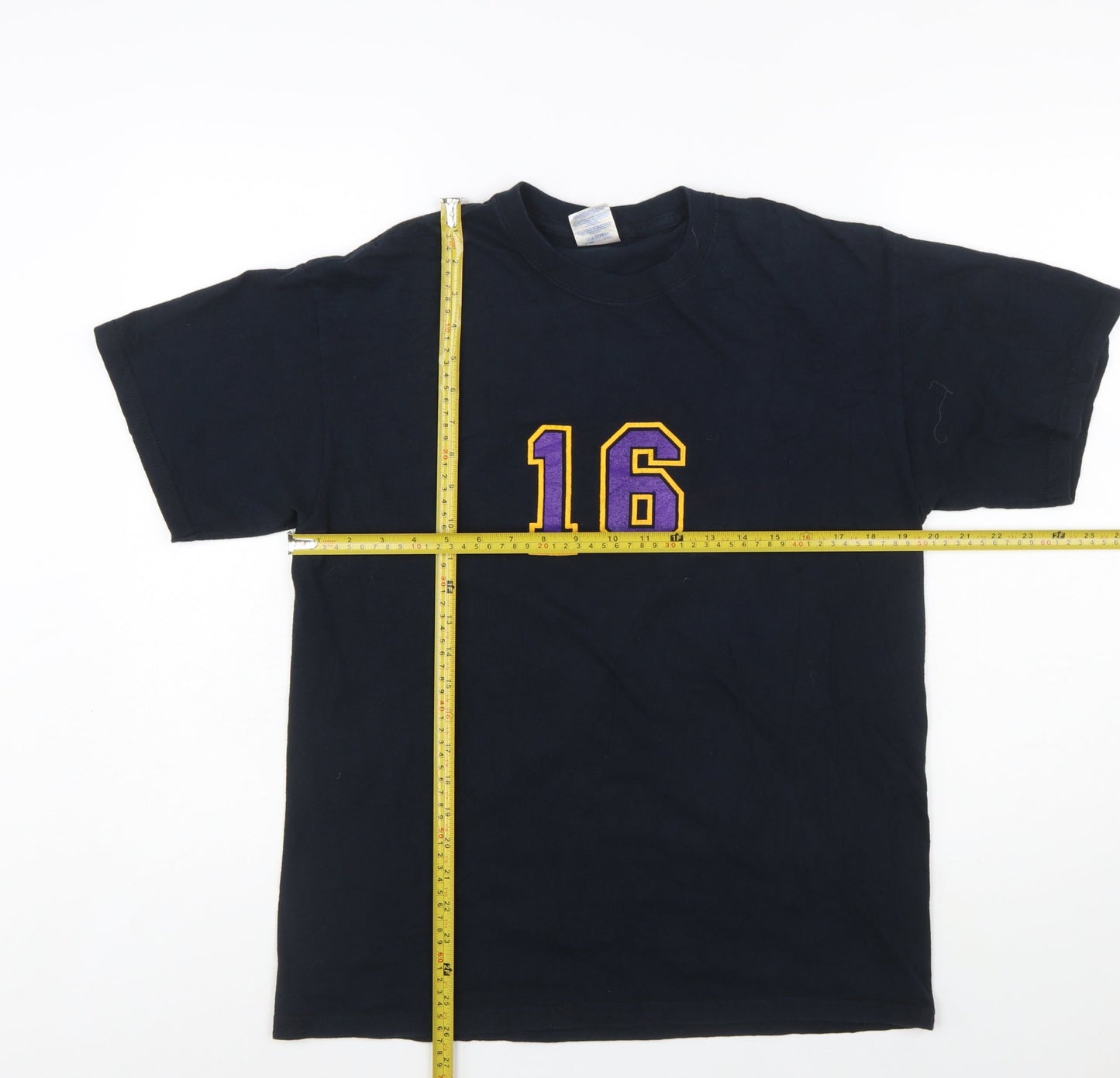 Gildan Unisex Black Sports Number 16 Cotton T-Shirt Size M