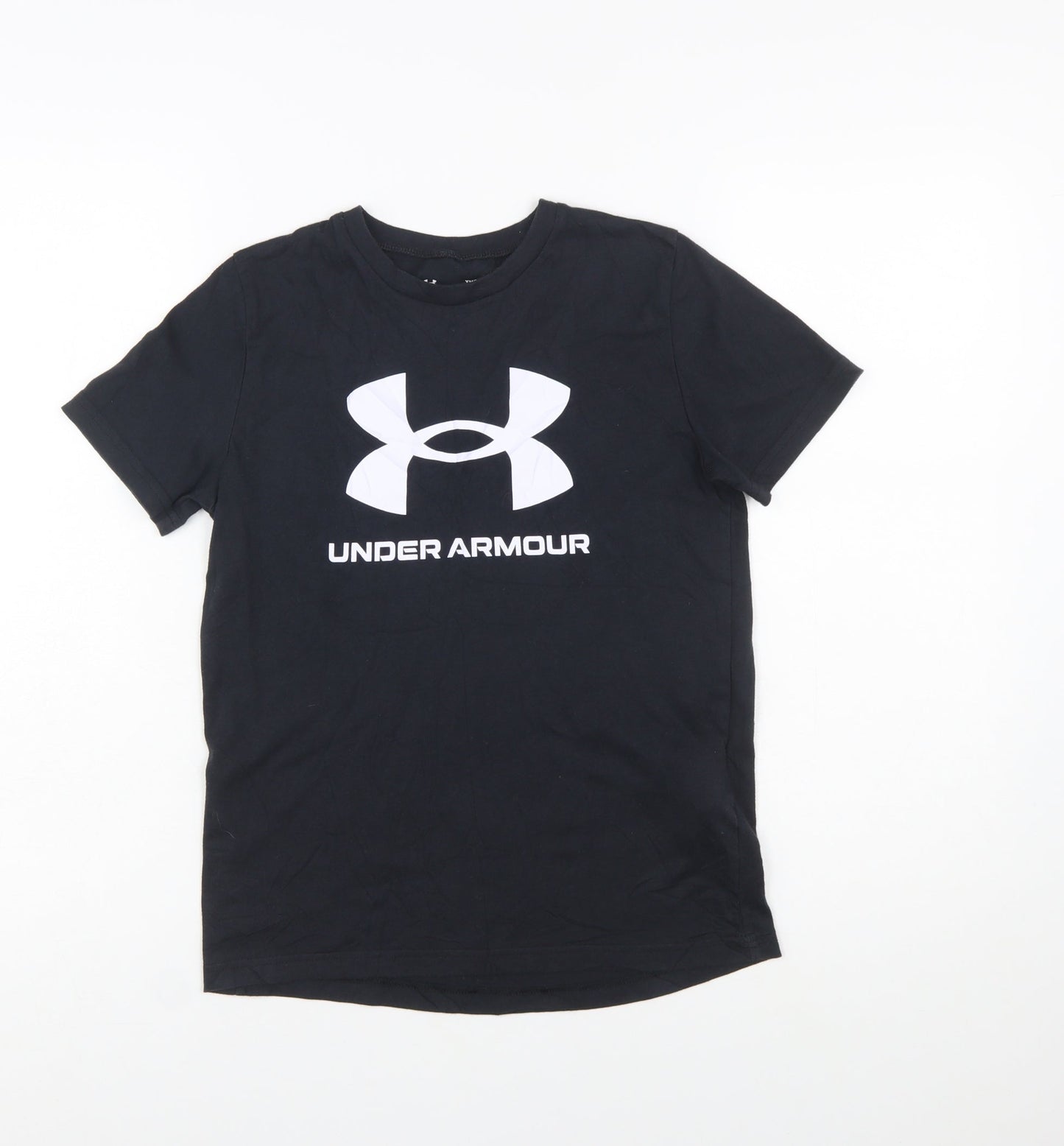 Under Armour Boys Black Graphic Logo T-Shirt Size 10-11 Years Loose Fit